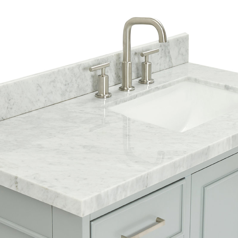 43'' Single Bathroom Vanity with Carrara Marble Top, Gray
