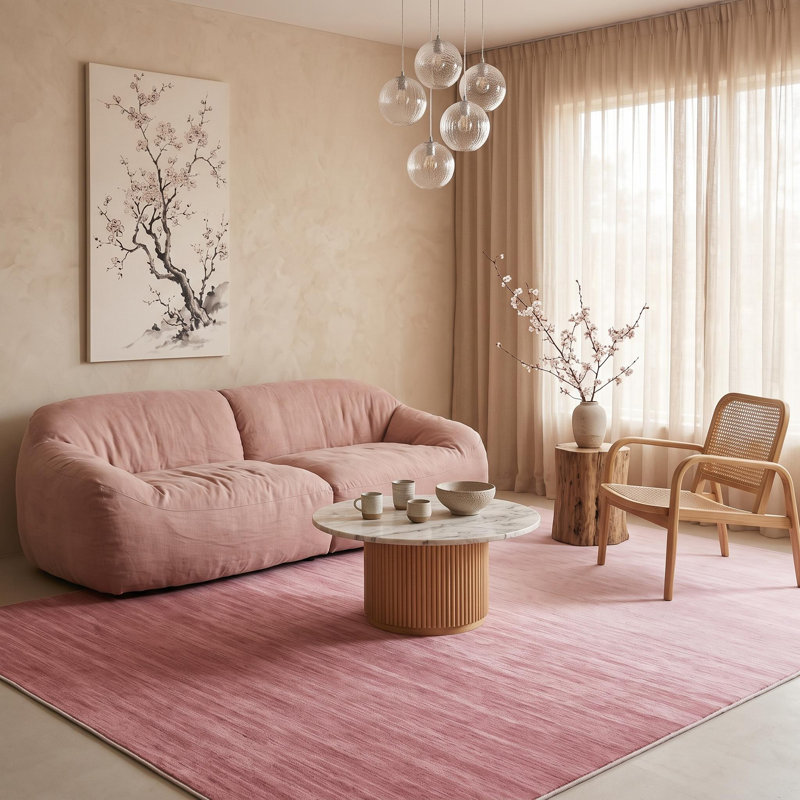 Tapis décoratif moderne ombré, tapis lavable pour salon, chambre à coucher, salle à manger, Rose, Rectangle 9' x 12'