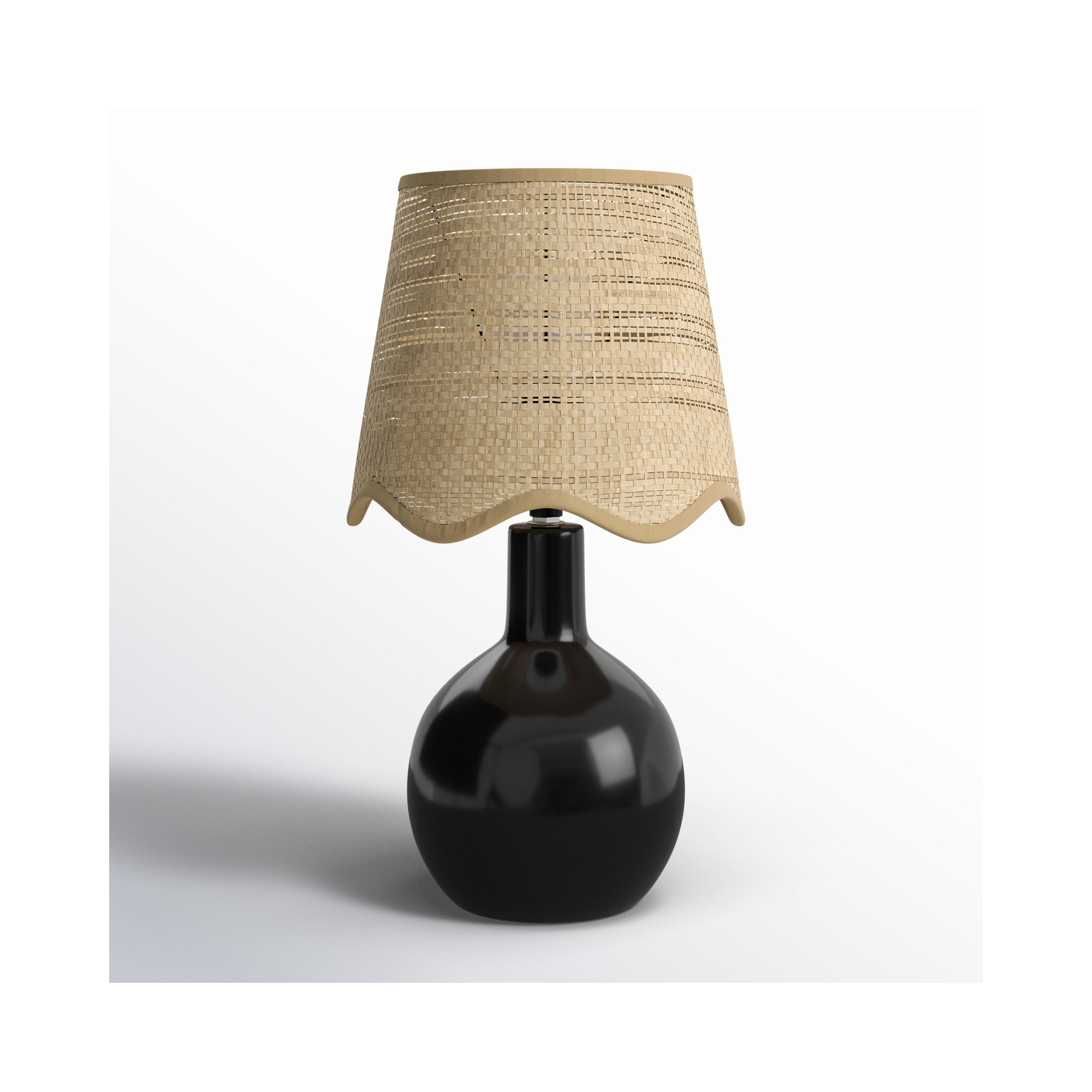 Maura Accent Table Lamp, 15"H x 9"W x 9"D, Black, Tan