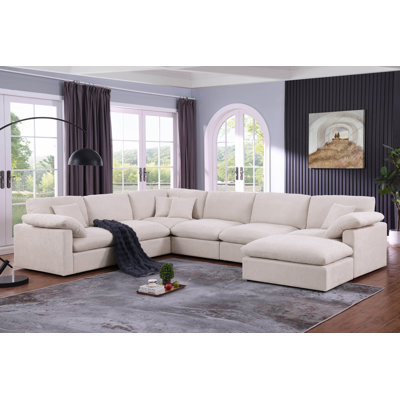 Shariff 7 - Piece Modular Oversized Reversible Corner Sectional Sofa Cloud Couch