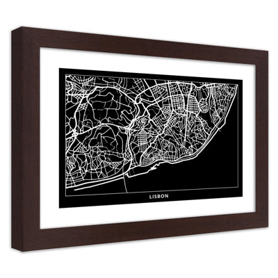 Lisbon City Map - Single Picture Frame Print