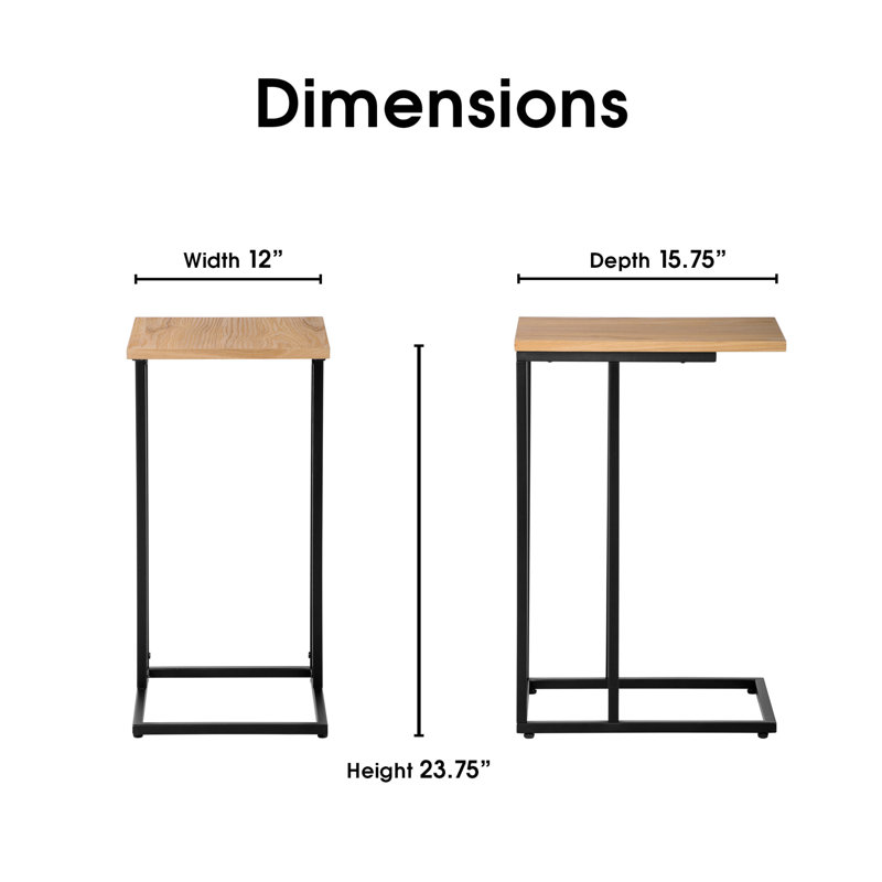 Serta Harton Modern Design C Table with Metal Base, Natural
