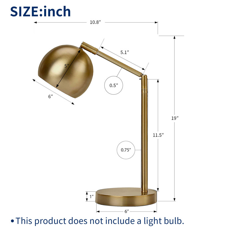 19" Golden Metal Desk Lamp
