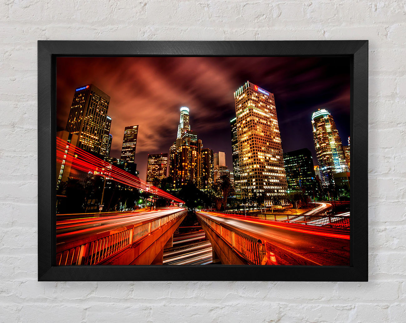 Ebern Designs Downtown Los Angeles At Night - Single Picture Frame Art ...