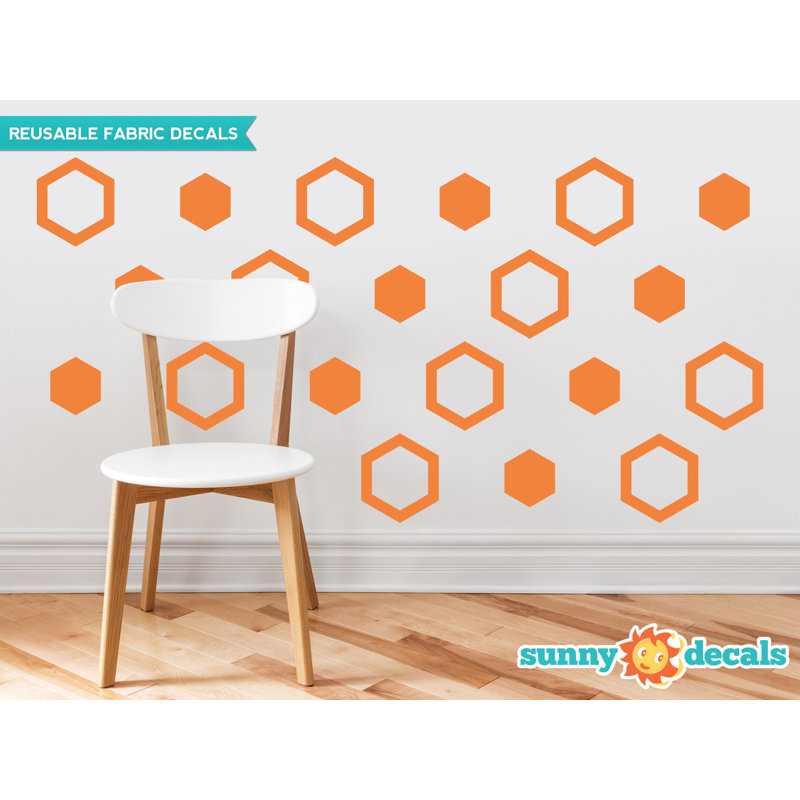Décalcomanie murale en tissu hexagonal, Orange