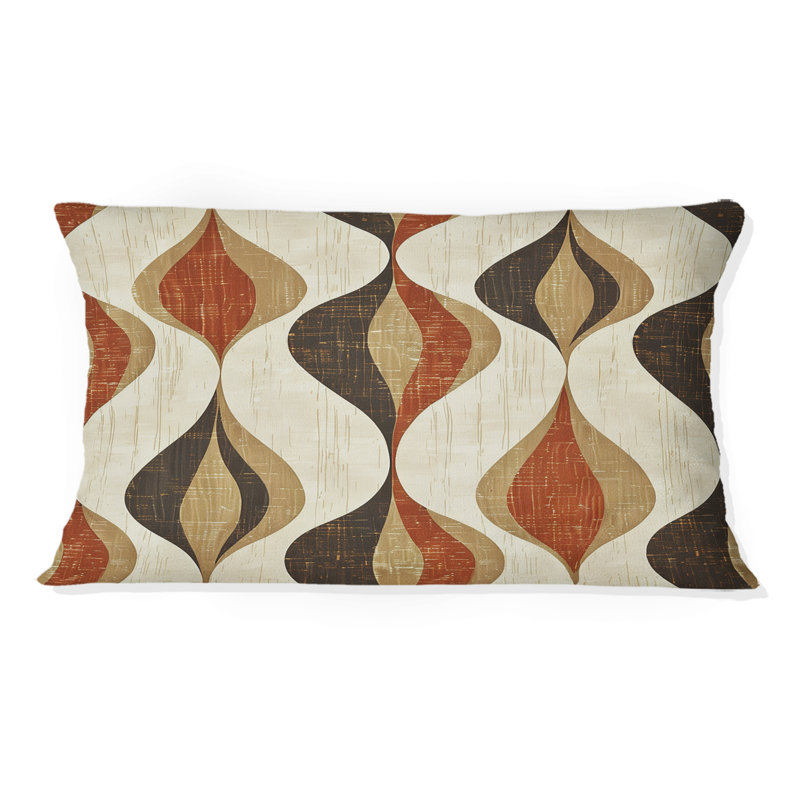 Coussin brun Mid Ogee Print III - Mid-Century
