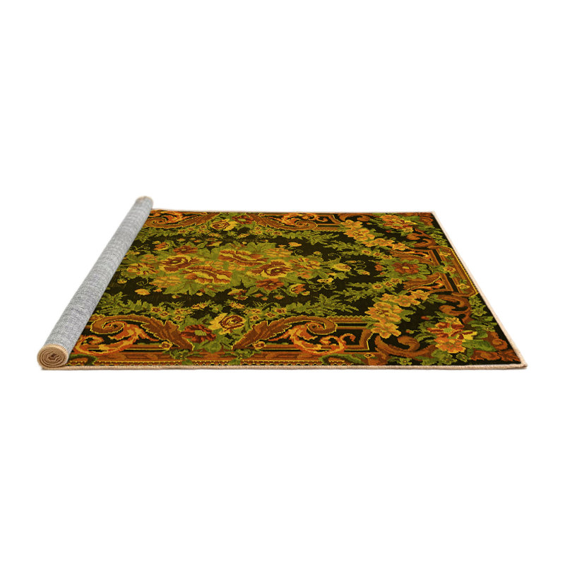 Washable Floral Indoor Rug, Square 5'