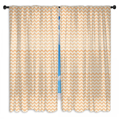Rideaux obscurcissant orange et blanc en zigzag - 2 panneaux