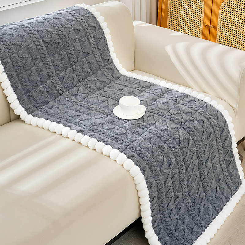 Plush Sofa Slipcover, 70cm H x 210cm W x 70cm D