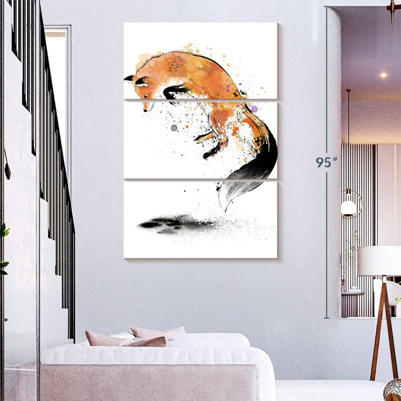 Brampt Red Fox Jumping Into Snow, 74" H x 48" W