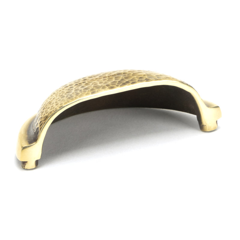Hammered Regency 7.5 cm centre Cup Handle, Aged Brass