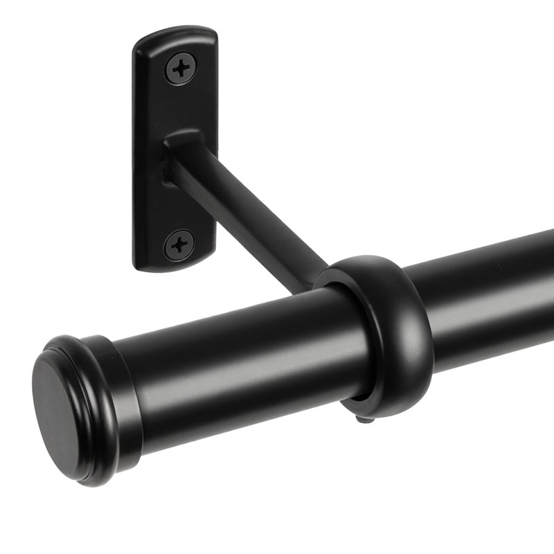 Tringle à rideaux simple de longueur réglable de 1 po de diamètre Aresha noire pour montage au plafond / mural, 72" - 144"