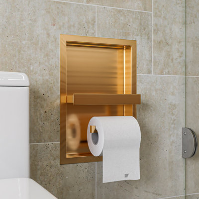 Porte-papier hygiénique encastré en acier inoxydable PVD