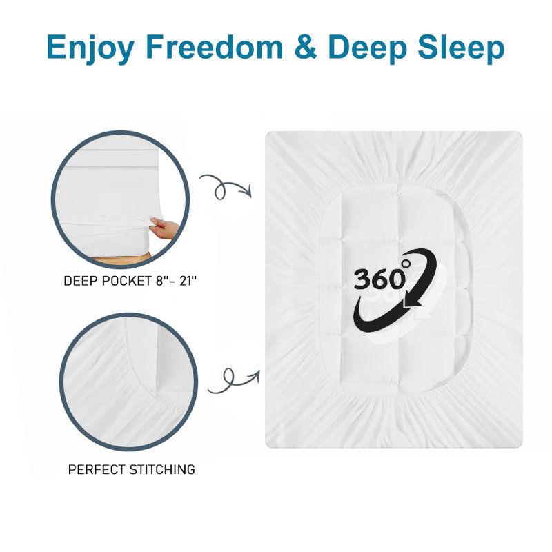 Embossed Mattress Topper Thick Full Cover Breathable Mattress Anti-Slip Protective Cover, Twin