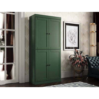 100% Solid Wood 6-Shelf Bookcase, Shaker Doors, Adjustable Shelves, 32" Wide, 71.5" Tall