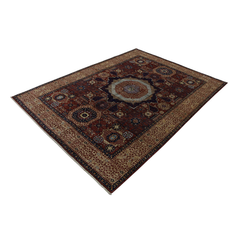 Hand Knotted Wool Area Rug, Rectangle 4'10" x 6'8"