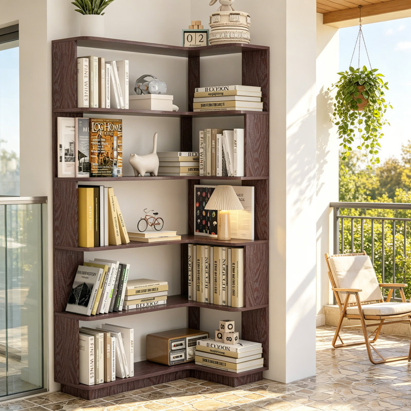 Bibliothèque de coin autoportante de 90 cm avec sécurité anti-basculement, rangement ouvert et 5 options de couleur pour la décoration intérieure