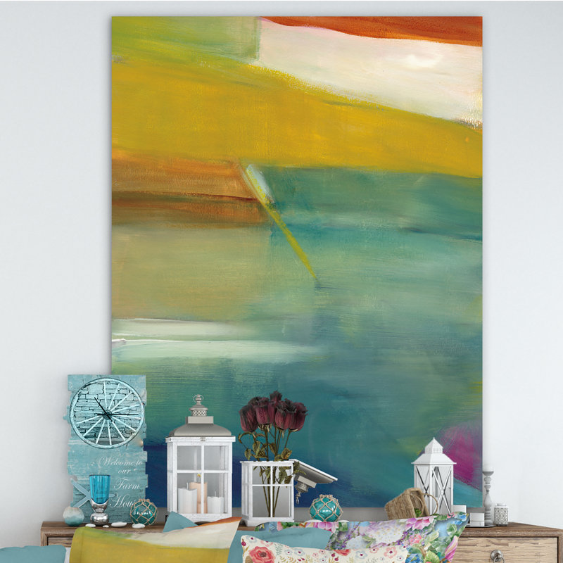Impression de l'indigo et du vert - reproduction d'art sur toile tendue, H 32 po x l 24 po x P 1 po