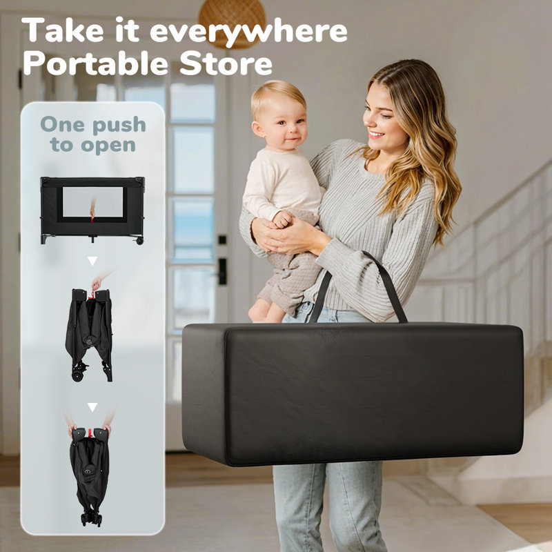 Baby Bassinet Bedside, 5 In 1 Baby Playard,  Bedside Sleeper Baby Crib, With Removable Changing Station & Storage Organizer