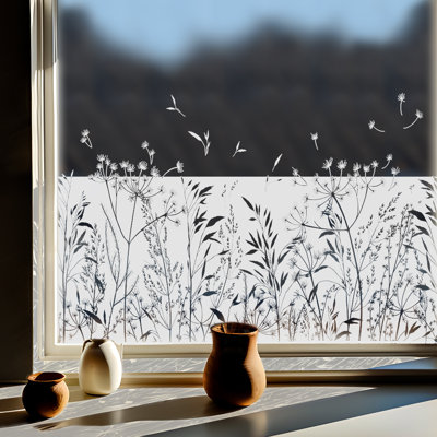 Pure White Grassland Window Decal 22.83X59.06 Inch