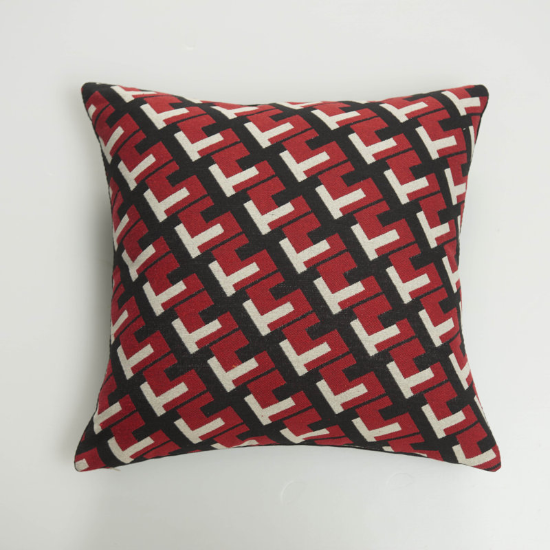 Black Geometric Modern Pillow Cover, Red/Black
