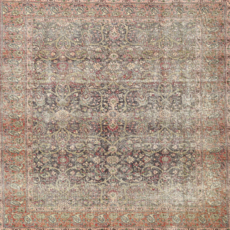 Tapis beige/gris traditionnel Depelteau, Carré 5 pi
