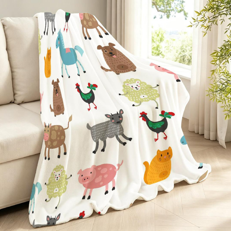 Jeté en molleton blanc ultra doux en flanelle avec imprimé recto, Throw 40" x 50"