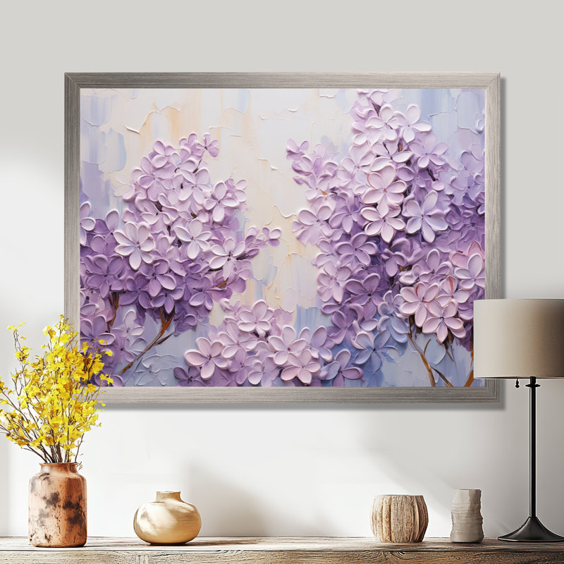 Blooming Lilac Melody III - Lilas, art sur toile, Cadre simple argenté, H 12 po x l 20 po x P 1 po