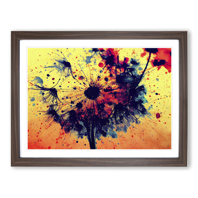 Dandelion Splash - Framed Print, 25cm H x 34cm W x 2cm D, Walnut