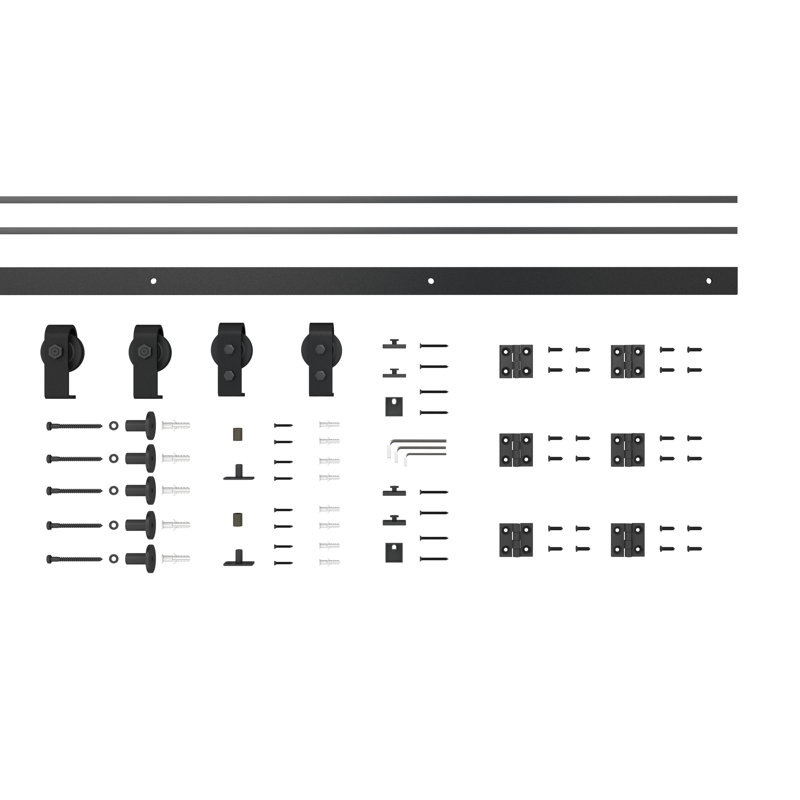 Matte Black Steel 75" Folding Bi-Fold Door Hardware Kit