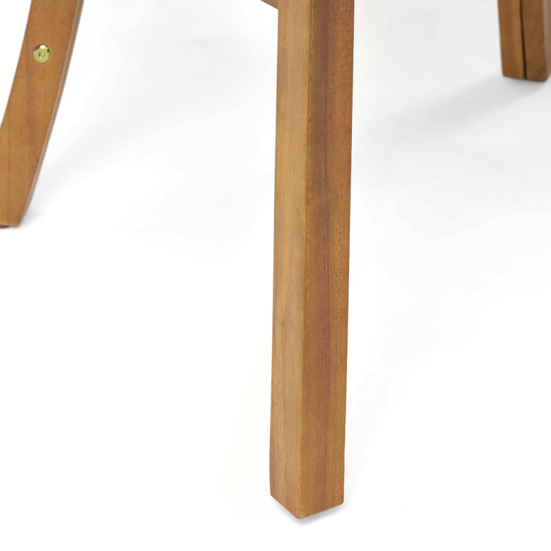 Chaises de salle à manger d'extérieur en bois avec coussins, ensemble de 2, finition teck