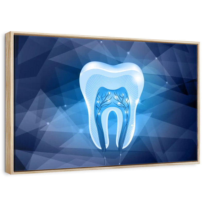 Geometric Tooth, 43" X 29", Floating Frame Natural Wood
