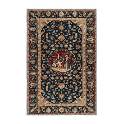 Machine Washable Persian Purple Area Rug