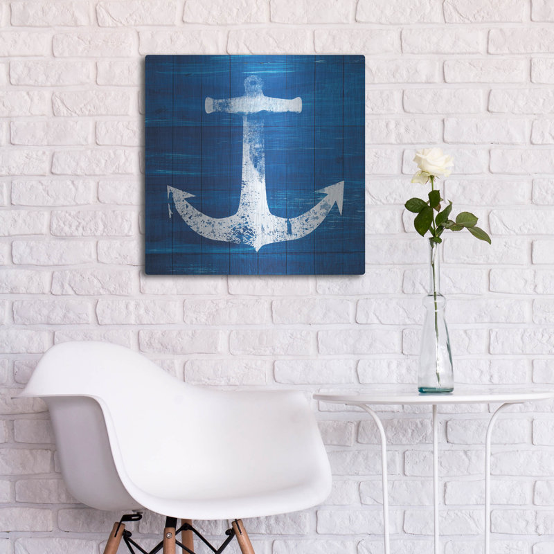 «Blue and White Anchor» par Linda Woods, H 24 po x l 24 po