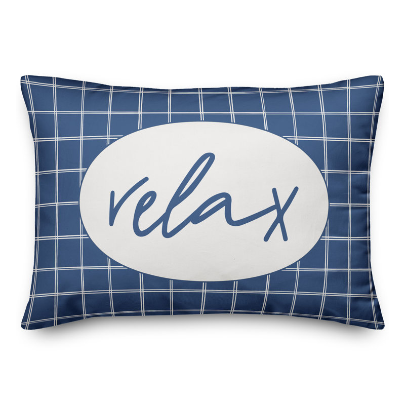 Plaid Outdoor Reversible Throw Pillow, Blue
