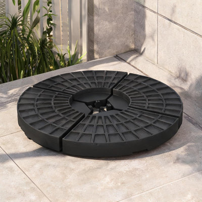 Base de parasol de patio avec bec à remplissage facile, grand support rond 4 pièces pour parasols de marché et en porte-à-faux, noir classique