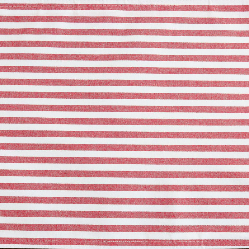 Ensemble de table rectangulaire à rayures 100 % coton teint en fil, Rouge