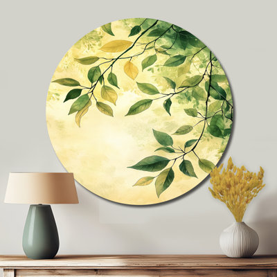 Jozien - Décoration murale ronde en métal à feuilles