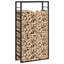  Support de rangement pour bûches d'extérieur en acier noir mat 80 x 28 x 154 cm