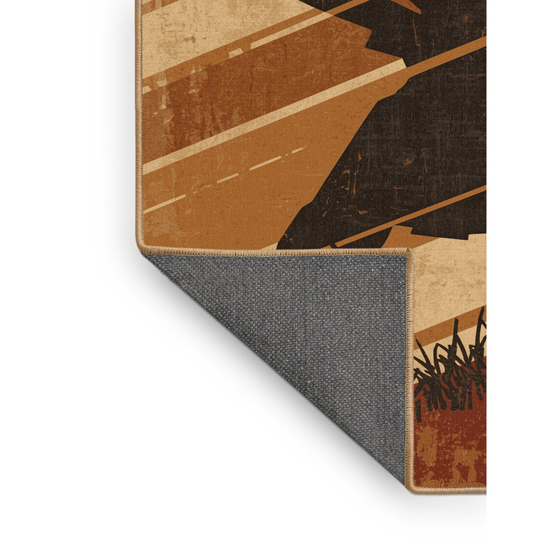 Soft Plush Arce Buffalo Hunter Warrior Rustic Vintage Look Area Rug in Brown – LightBrown Binding, 2x4