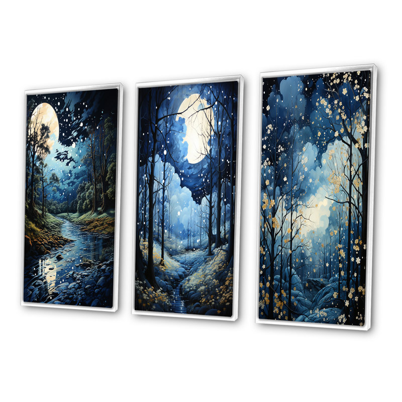 «Sky Celestial Canopy Pastoral», 3 pièces sur toile, Toile tendue, H 28 po x l 36 po