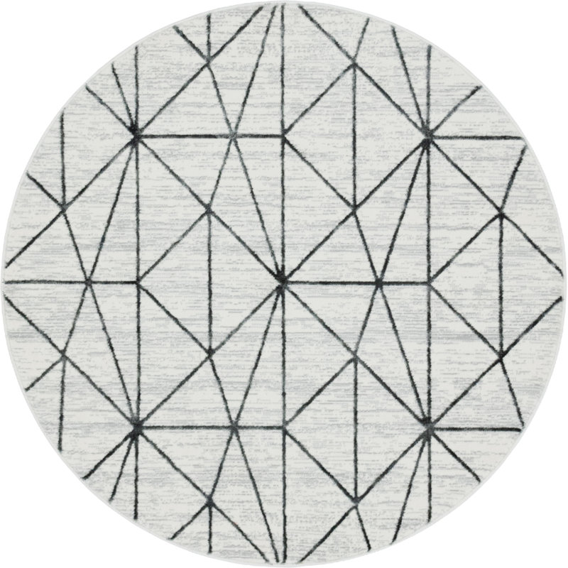 Tapis géométrique ivoire / gris Nuangola, Rond 5 pi