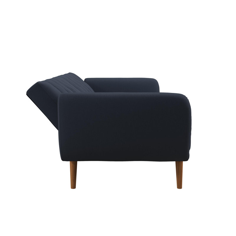 Novogratz Brittany 81.5" Round Arm Futon Chair, Dark Blue Polyester