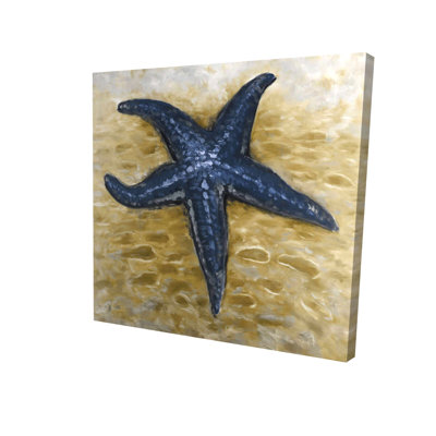 Blue Starfish Marine Coastal Beige Canvas | Home Decor Art