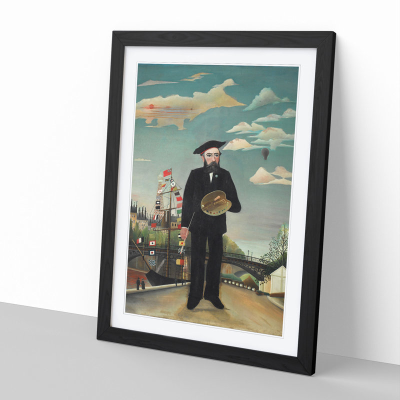 Self-Portrait by Henri Rousseau - Picture Frame Painting, 36cm H x 27cm W x 2cm D, Black Framed