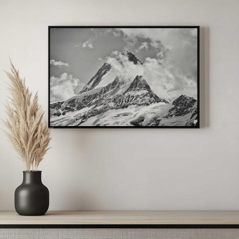 «Le Schreckhorn dans les Alpes bernoises» par Martin Podt, reproduction d'art, L 48 x H 32, Brown, Framed Canvas