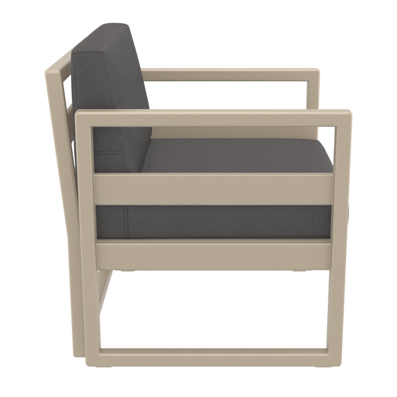 Kalani 2 - Person Patio Conversation Set with Sunbrella® Cushions, Taupe, Canvas Charcoal Sunbrella® Canvas