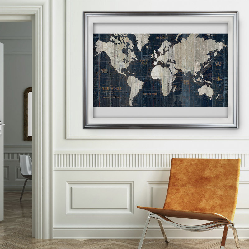 " Old World Map ", Gold, 20" H x 24" W x 1.5" D