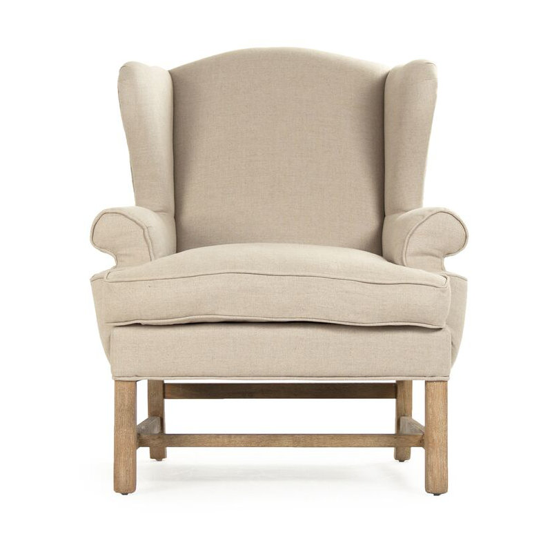 Fauteuil à oreilles en lin capitonné de 33 po de largeur Barnicle