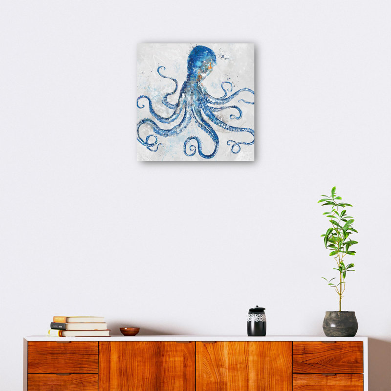 Pieuvre par Studio Arts, reproduction d'art sur toile, Toile tendue, H 28 po x l 28 po x P 1,5 po